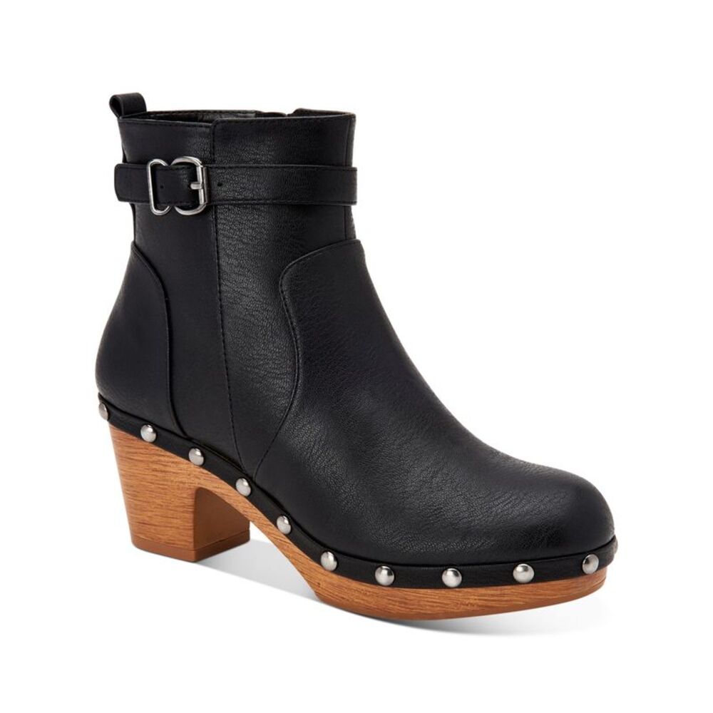 STYLE & COMPANY Womens Black Studded Tyya Round Toe Block Heel Booties 5.5 M